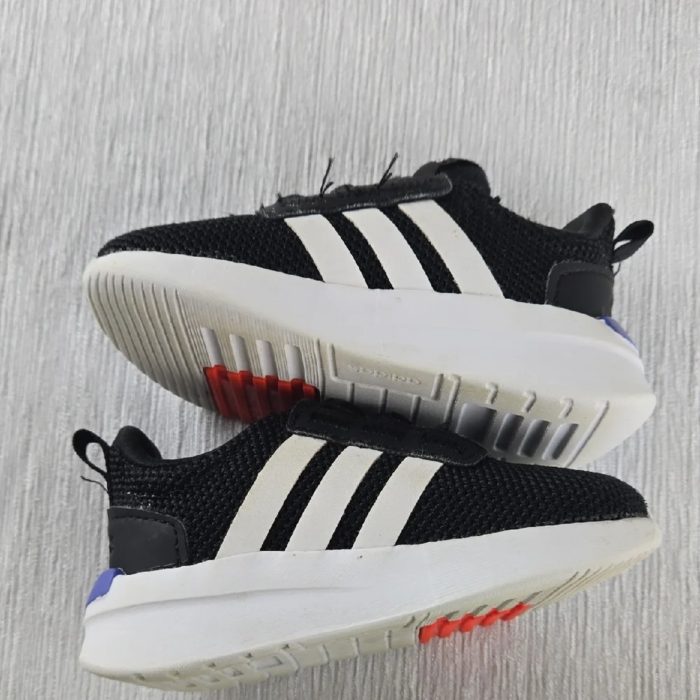 Kids Adidas Black White 3 Stripe‎ Mesh Sneakers Size 5K